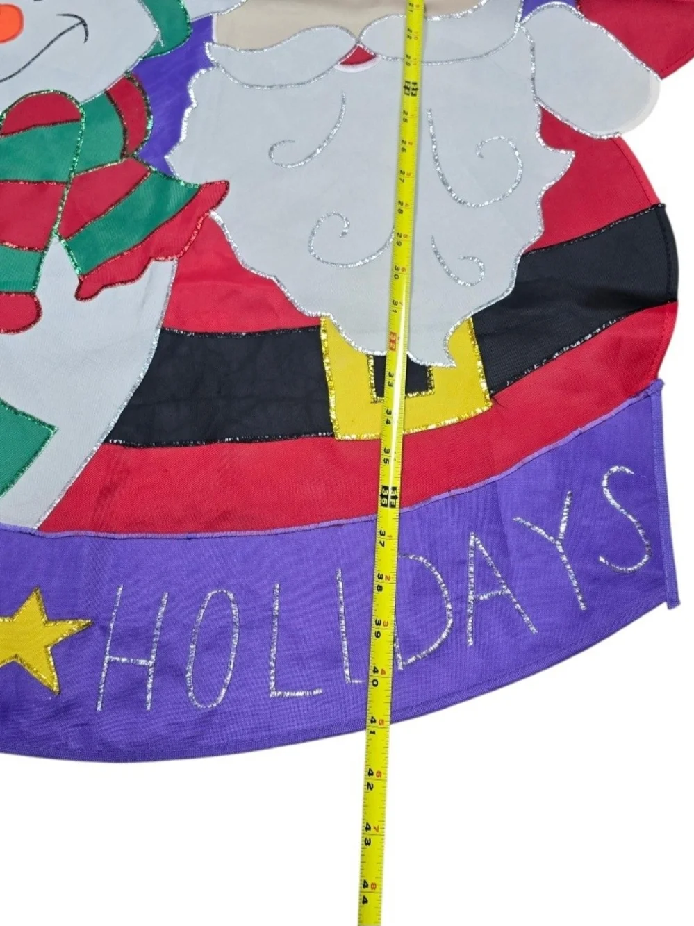 Vintage Happy Holidays Christmas Banner Purple Garden Flag Santa Snowman Double